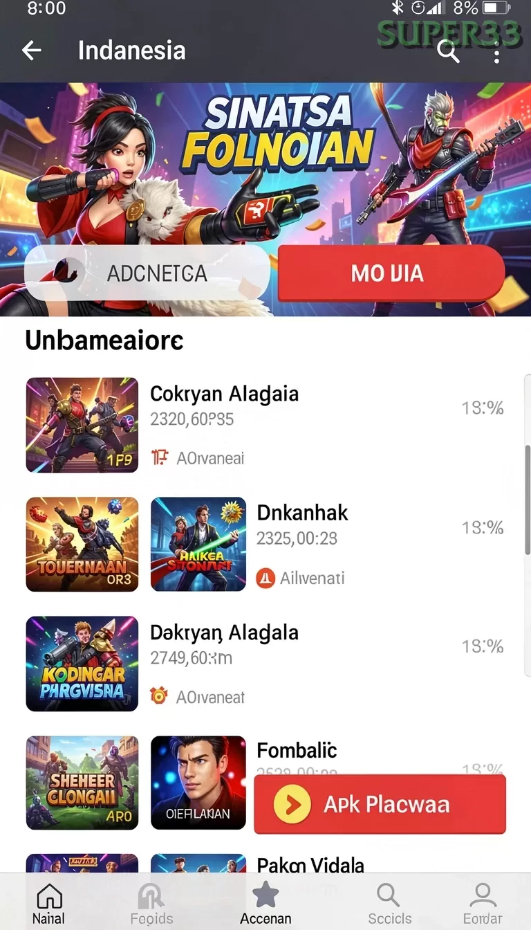 Cuplikan layar RP99 — menu navigasi